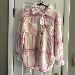 HIPPIE ROSE COLLARD LONG DLEEVE PLAID SHACKET SIZE S NWT